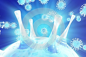 3D illustration virus. Bacteria, cell infected organism, virus abstract background. Influenza Virus H1N1, Swine Flu