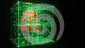 3d illustration of the Virus Warning inside the digital box