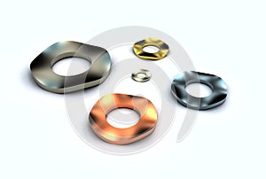 3d illustration of washers
