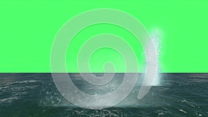 Water Blast Explosion on green screen