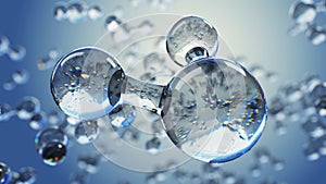 Trojrozměrný ilustrace voda molekula.abstraktní molekula mikrobiologie nebo věda 