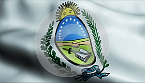 3D Waving Argentina City Flag of San Nicolas de los Arroyos Closeup View photo