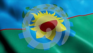 3D Waving Argentina Flag of Buenos Aires Province Closeup View