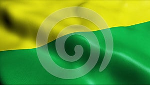 3D Render Waving Colombia Department Flag of Vichada Closeup View photo