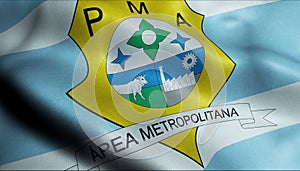 3D Waving Brazil City Flag of Ananindeua Closeup View photo