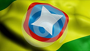 3D Waving Colombia City Flag of Bucaramanga Closeup View photo