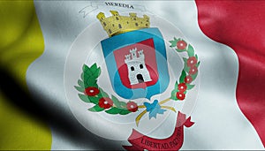 3D Waving Flag of Heredia Province of Costa Rica Closeup View photo