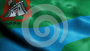 3D Waving Brazil City Flag of Jundiai Closeup View photo