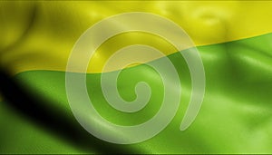3D Waving Colombia City Flag of Ovejas Closeup View photo
