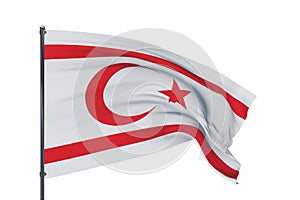 3D illustration. Waving flags of the world - flag of Turkish Republic of Northern Cyprus. Isolated on white background.