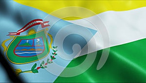 3D Waving Peru Province Flag of Utcubamba Closeup View