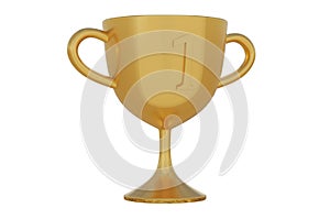 3D Illustration, Winner Gold Trophy 3D Icon