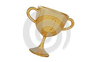 3D Illustration, Winner Gold Trophy 3D Icon