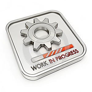 3D illustration of work in progress icon isolated on white background