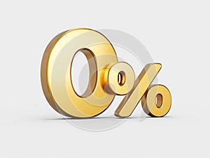 3d illustration of 0% or zero percent icon on gray background with shadow.