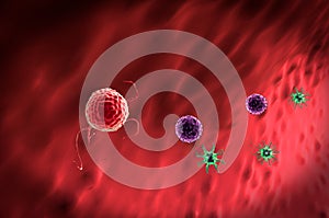 3D illustrations of phagocyte kills viruses
