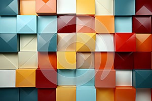 3d ilustration of abstract background with cubes in blue and orange colors