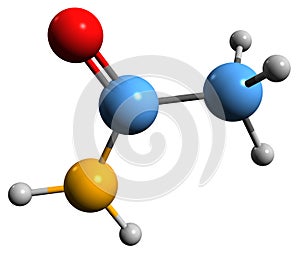 3D image of Acetamide skeletal formula