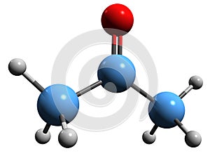 3D image of Acetone skeletal formula photo