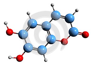 3D image of Aesculetin skeletal formula