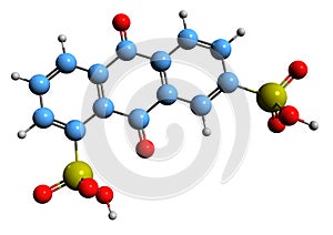 3D image of Anthraquinone disulfonic acid skeletal formula photo