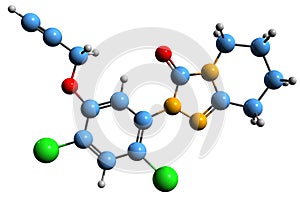 3D image of Azafenidine skeletal formula photo