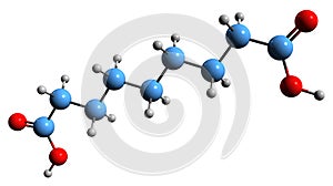 3D image of Azelaic acid skeletal formula photo