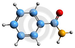 3D image of Benzamide skeletal formula photo