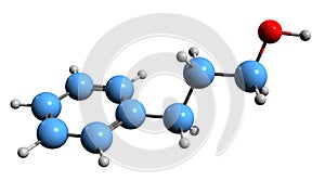 3D image of Benzenepropanol skeletal formula photo