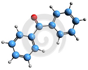 3D image of Benzophenone skeletal formula photo
