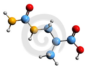 3D image of beta-Ureidoisobutyric acid skeletal formula photo