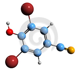 3D image of Bromoxynil skeletal formula