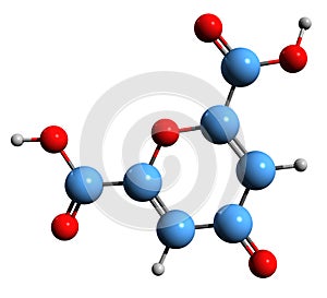 3D image of Chelidonic acid skeletal formula photo