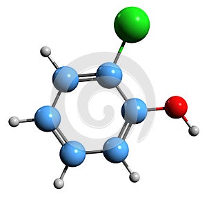 3D image of Chlorophenol skeletal formula