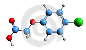 3D image of 4-chlorophenoxyacetic acid skeletal formula photo