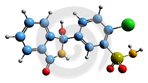 3D image of Chlortalidone skeletal formula photo