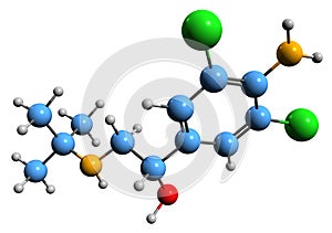 3D image of Clenbuterol skeletal formula photo
