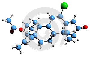 3D image of Clomegestone acetate skeletal formula photo