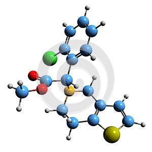 3D image of Clopidogrel skeletal formula photo