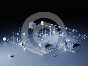 3D image of a computer generated network connected to network.