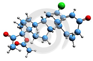 3D image of Cyproterone acetate skeletal formula