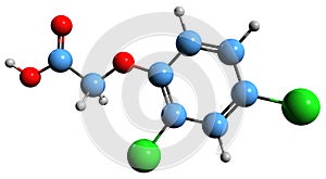 3D image of Dichlorophenoxyacetic acid skeletal formula photo