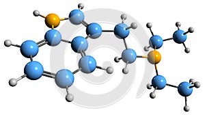 3D image of Diethyltryptamine skeletal formula photo