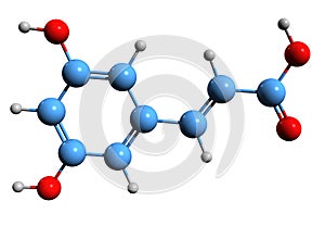 3D image of 3,5-Dihydroxycinnamic acid skeletal formula