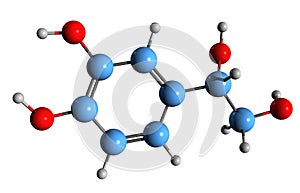 3D image of Dihydroxyphenylethylene glycol skeletal formula photo
