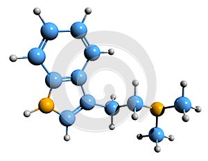 3D image of dimethyltryptamine skeletal formula photo