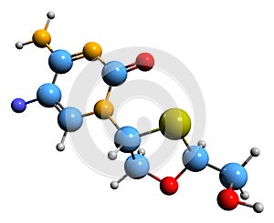 3D image of Emtricitabine skeletal formula