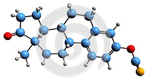 3D image of Estrone cyanate skeletal formula photo