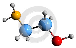 3D image of Ethanolamine skeletal formula photo