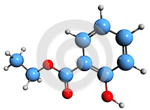 3D image of Ethyl salicylate skeletal formula photo